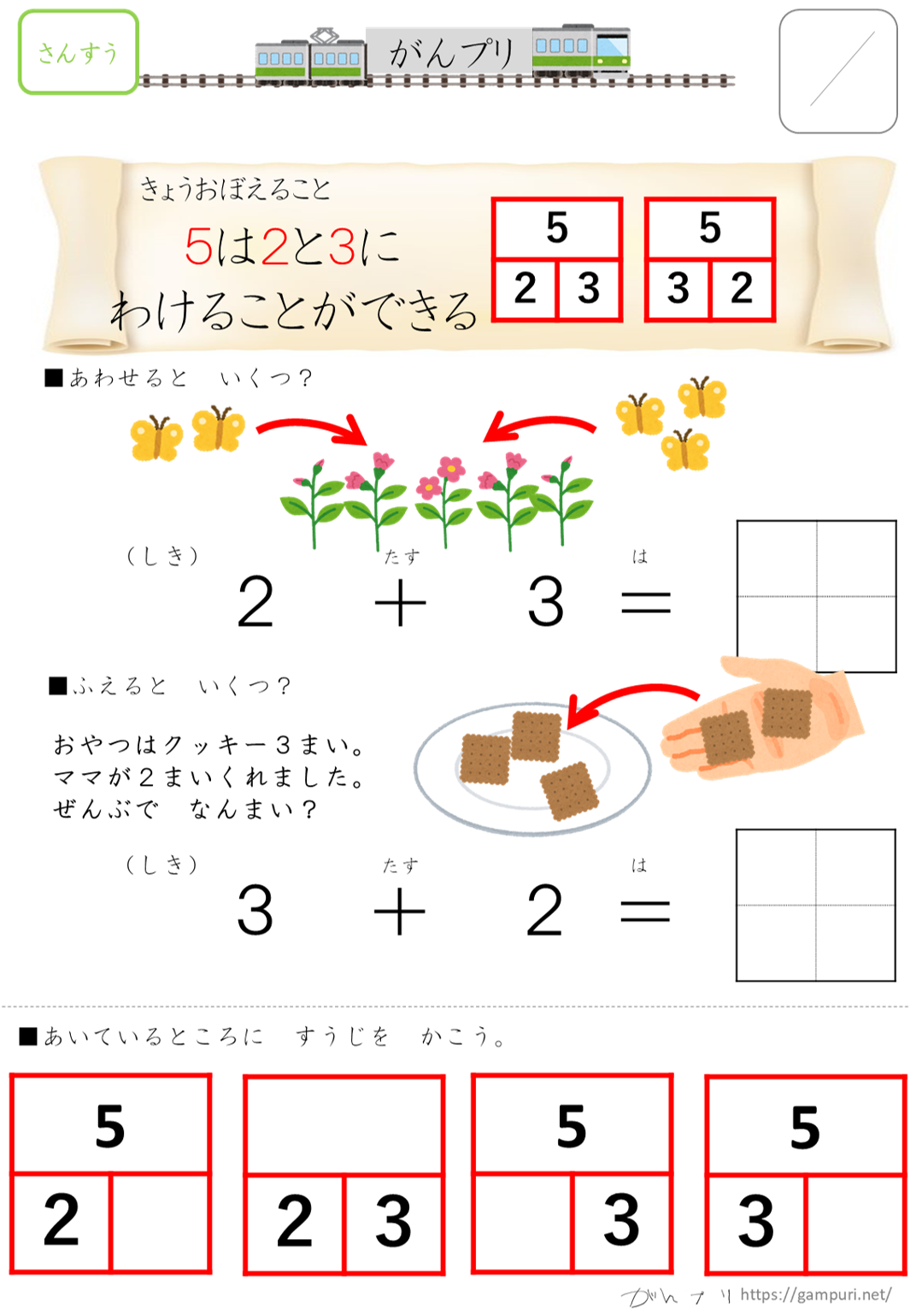 数の合成,数の分解,プリント