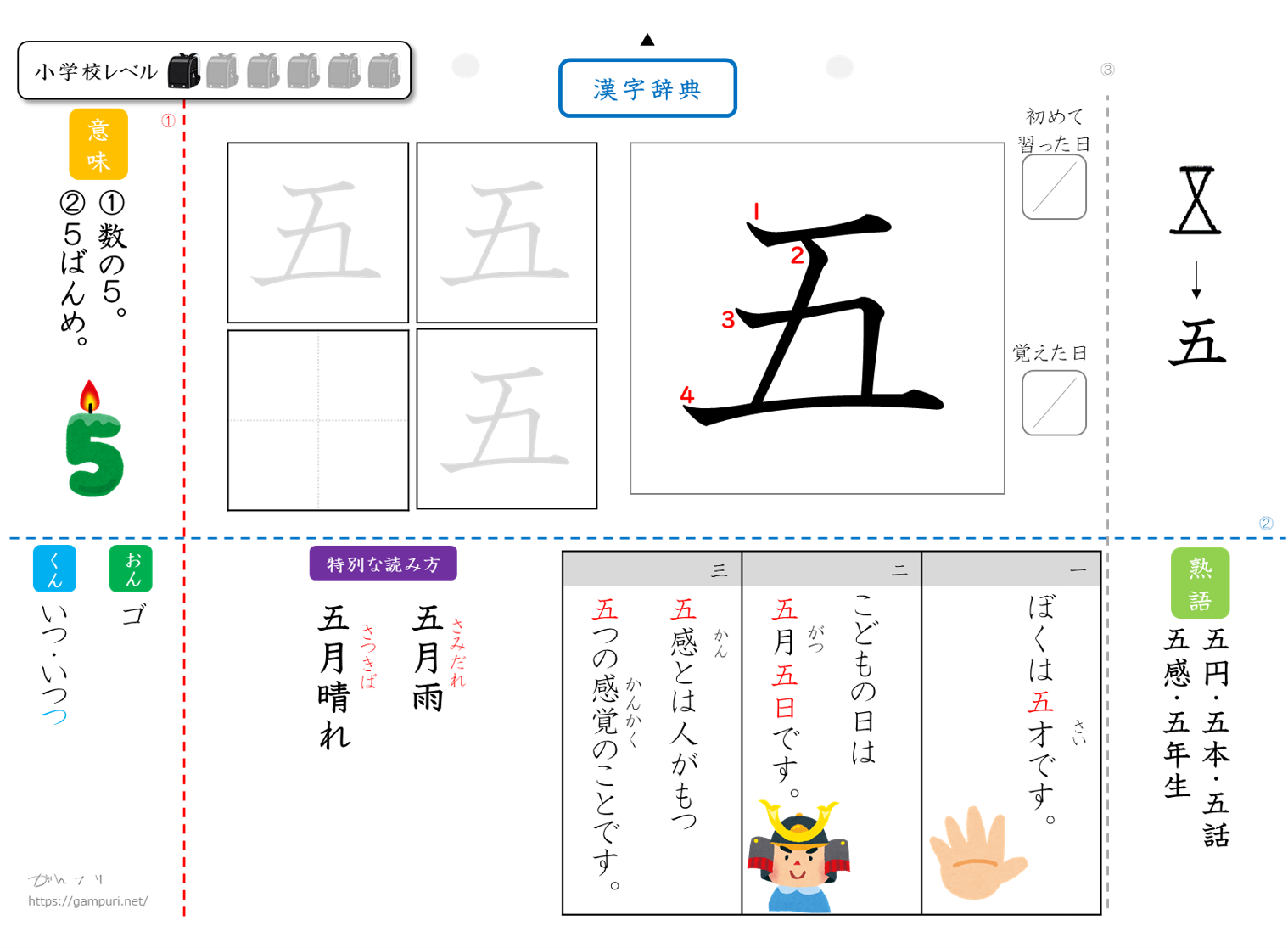 漢字ドリル,漢字プリント,空　成立ち